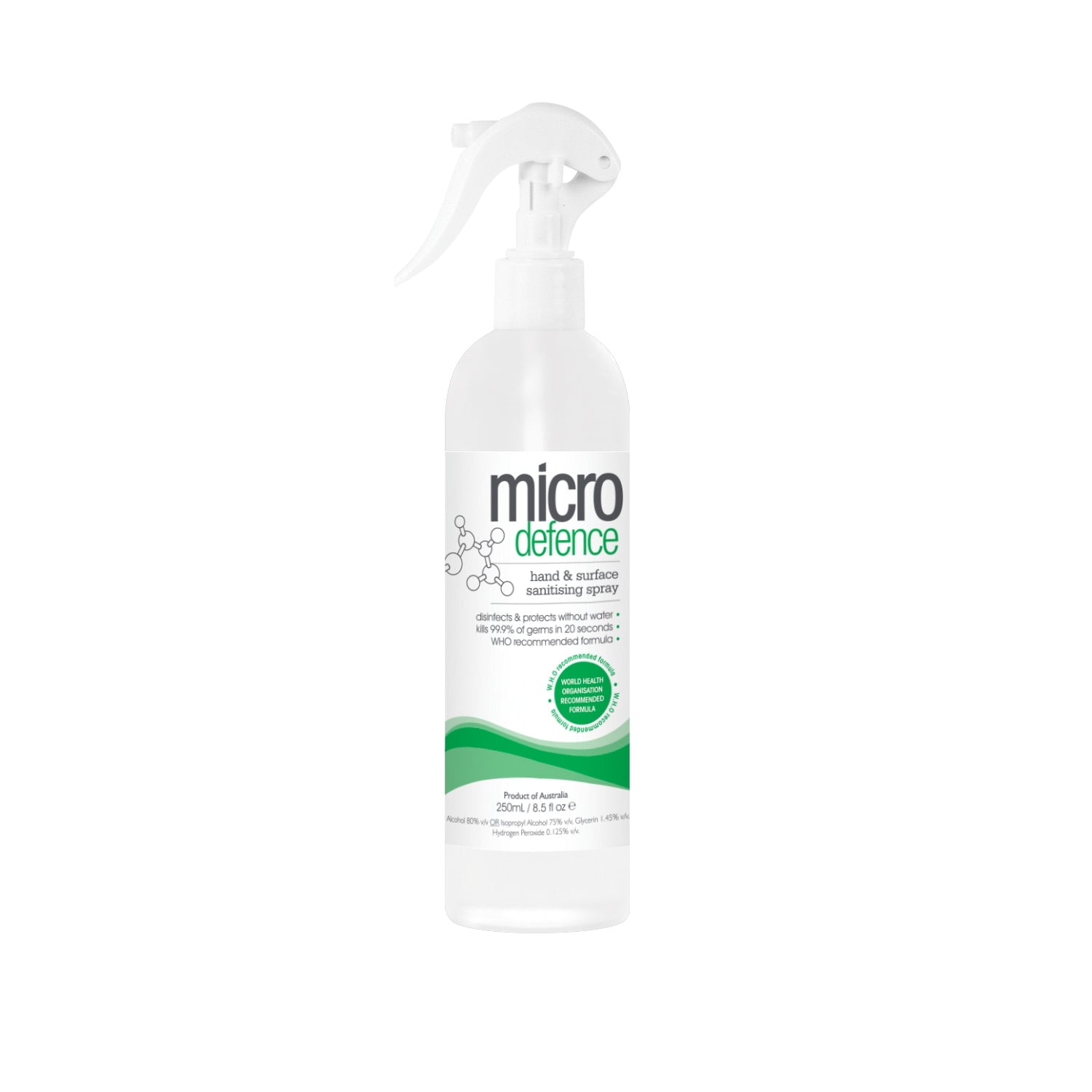 MICRO DEFENCE HAND AND SURFACE SANITISING SPRAY - 250ML
